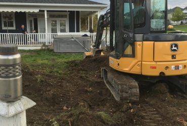 excavating front yard to prepare for new lawn
